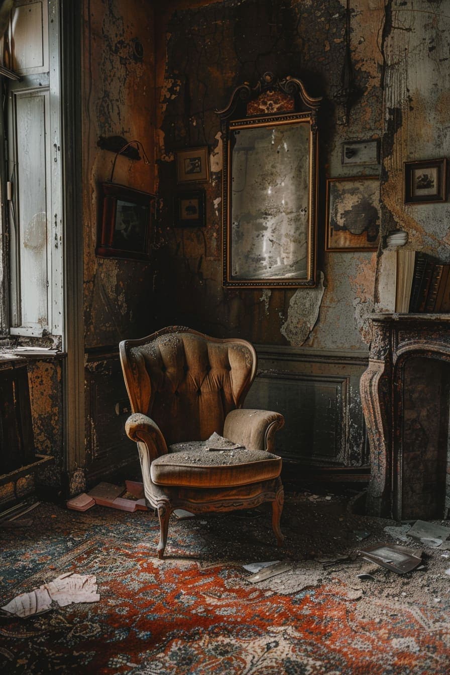 Grunge aesthetic interior scene