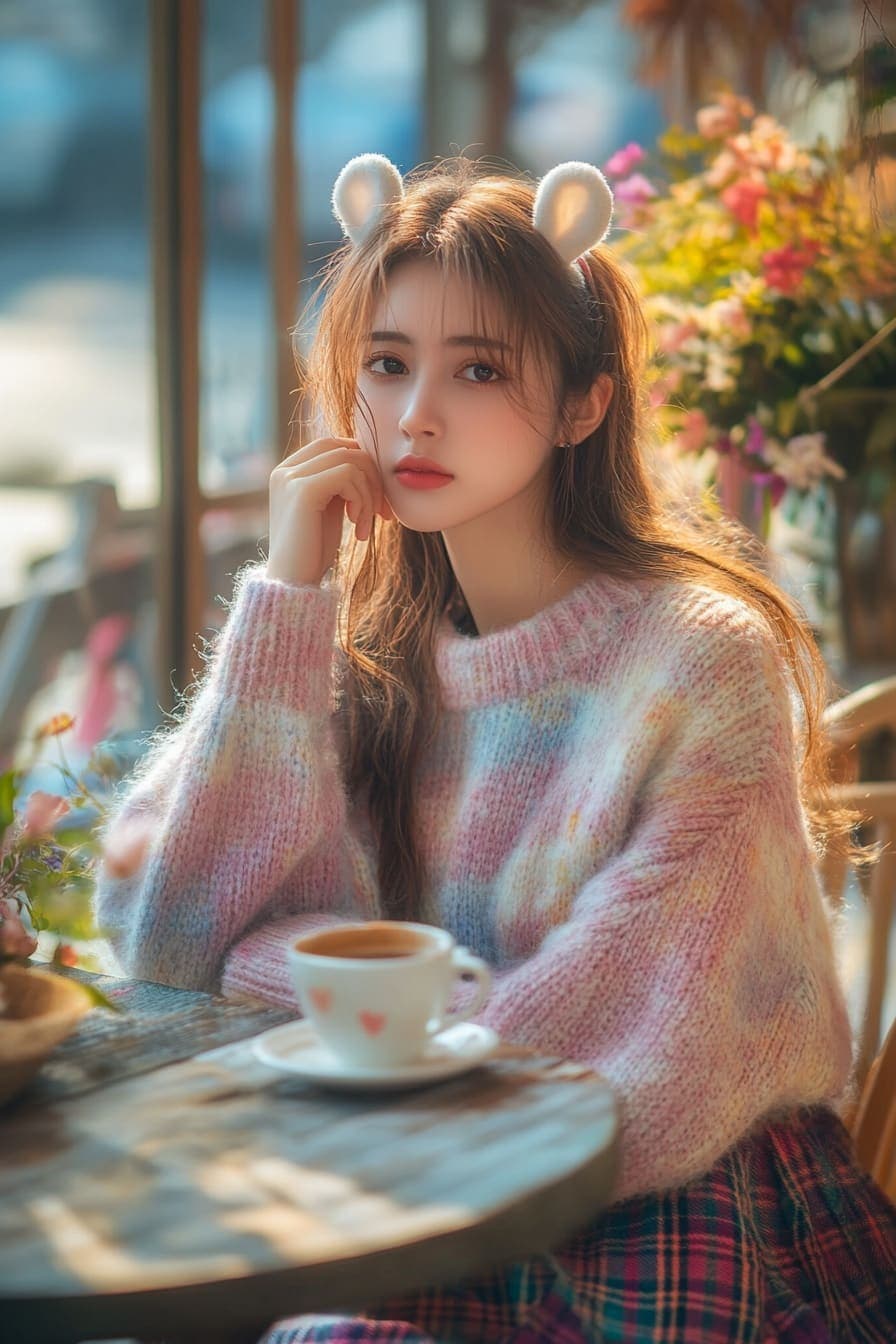 Soft girl pastel aesthetic scene