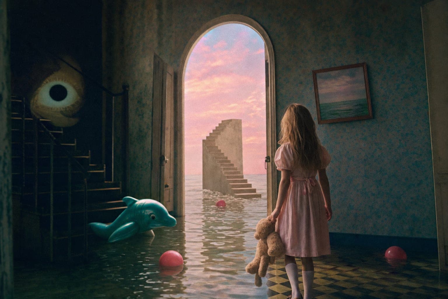 Weirdcore aesthetic surreal nostalgic dreamscape scene