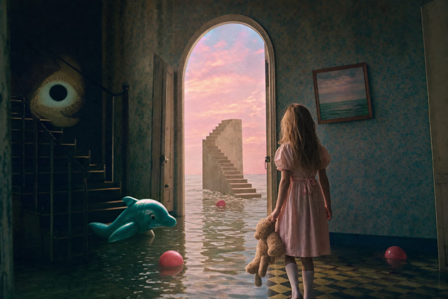Weirdcore aesthetic surreal nostalgic dreamscape scene